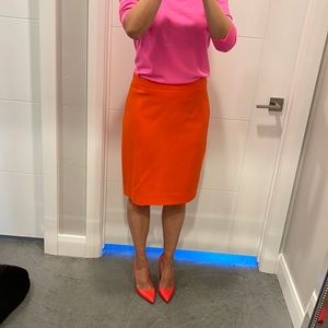 J. Crew Italian stretch light weight wool Orange pencil skirt.